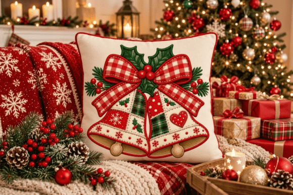 Patchwork Jingle Bells Embroidery Design