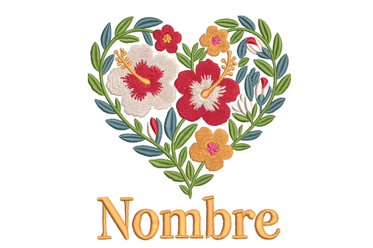 Personalized Floral Heart Name