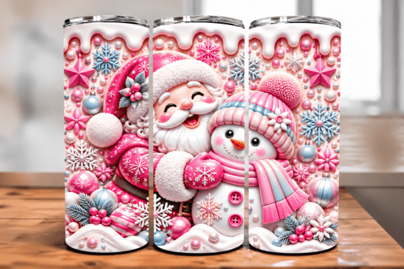 Pink Pastel Santa Claus & Snowman Tumble