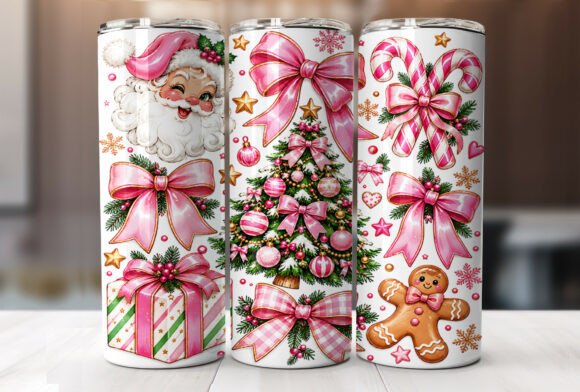 Pink Santa Coquette Christmas Tumbler