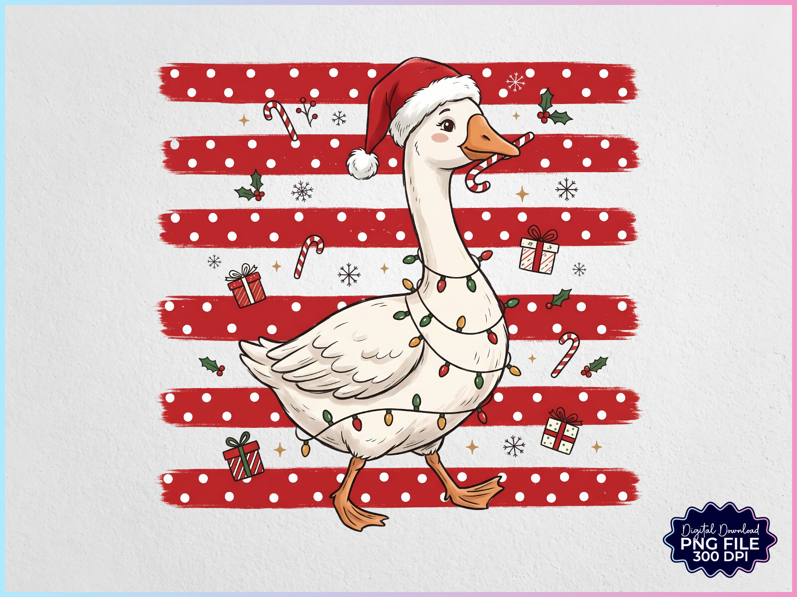 Preppy Christmas Goose PNG