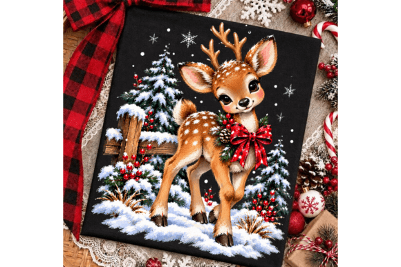 Preppy Vintage Reindeer Christmas PNG