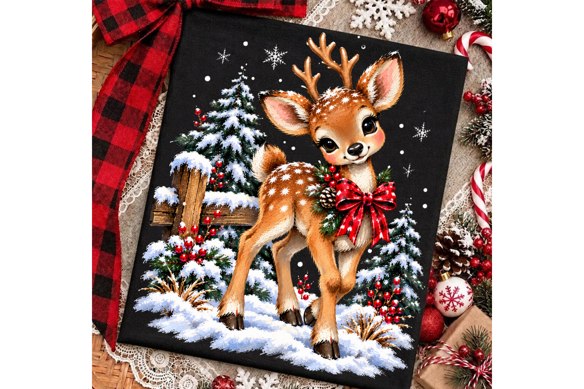 Preppy Vintage Reindeer Christmas PNG