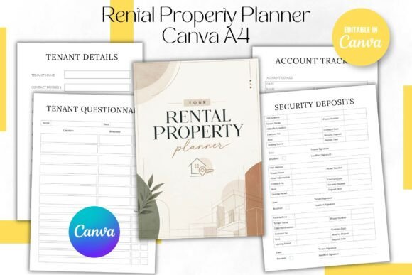 Rental Property Planner Canva A4