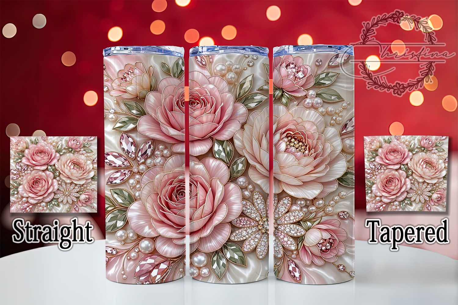 Rhinestone Rose Pearl 20oz Tumbler