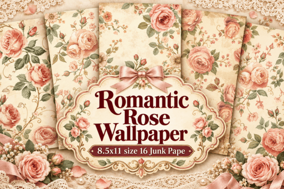Romantic Rose Wallpaper Junk Journal