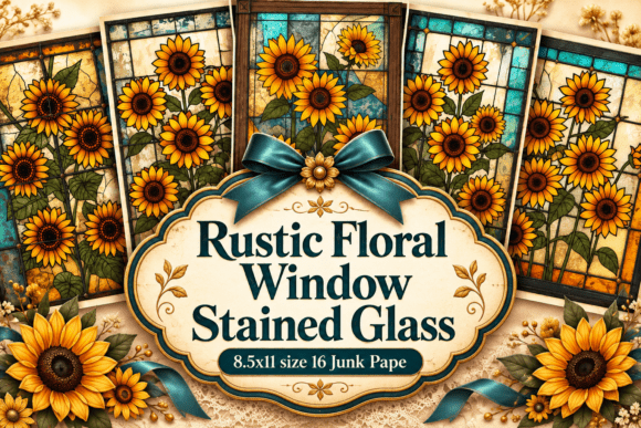 Rustic Floral Window Stained Glass