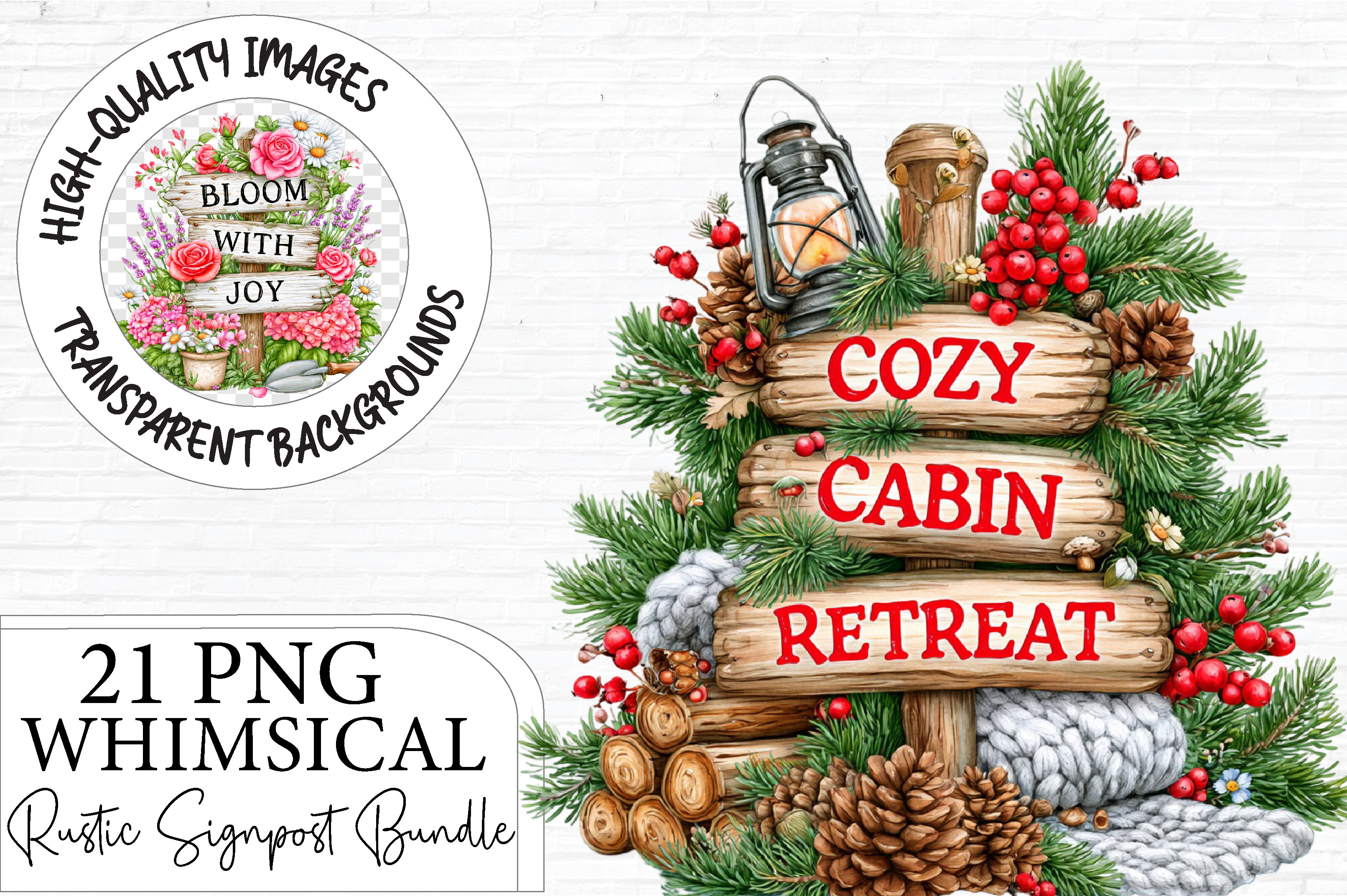 Rustic Signpost Clipart Bundle