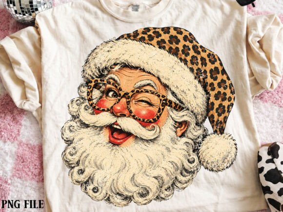 Santa Cheetah Hat Glasses Grungy PNG