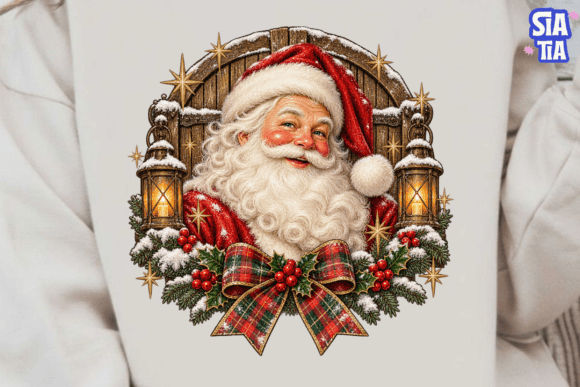 Santa Wreath PNG Sublimation Shirt Desig