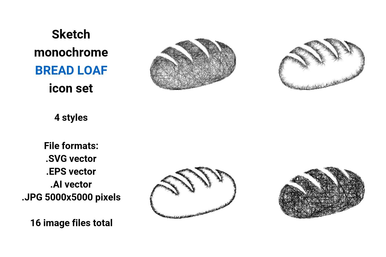 Sketch Bread Loaf Icon Set