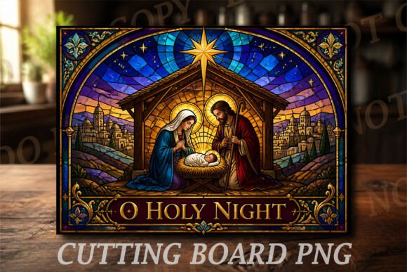 Stained Glass Nativity Cutting Board