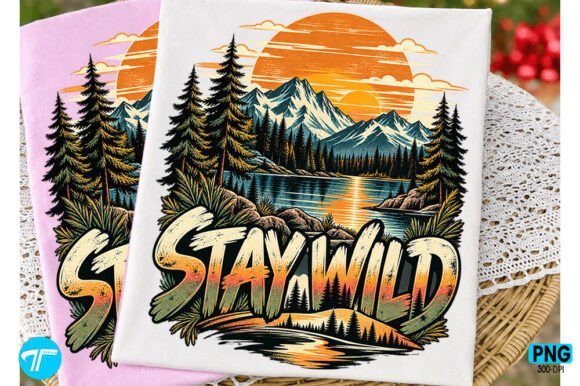 Stay Wild Mountain Lake Shirt Design