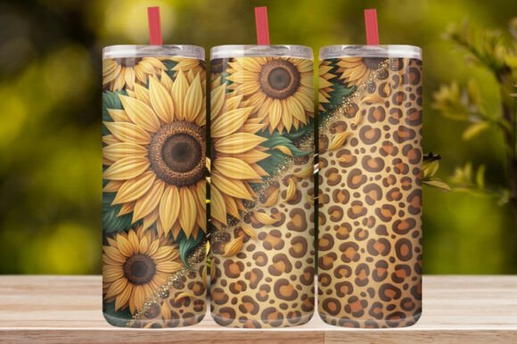 Sunflower Leopard Tumbler Wrap