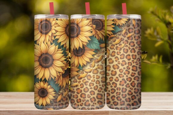 Sunflower Leopard Tumbler Wrap