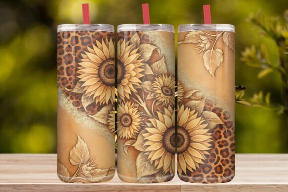Sunflower Leopard Tumbler Wrap