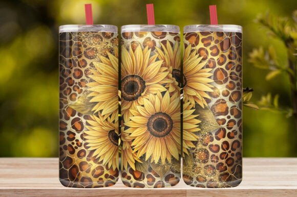 Sunflower Leopard Tumbler Wrap