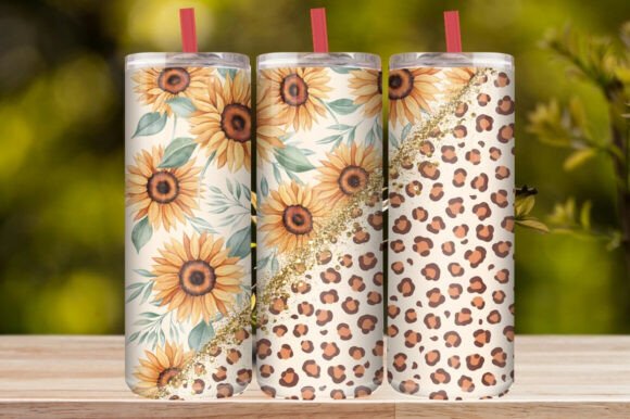 Sunflower Leopard Tumbler Wrap