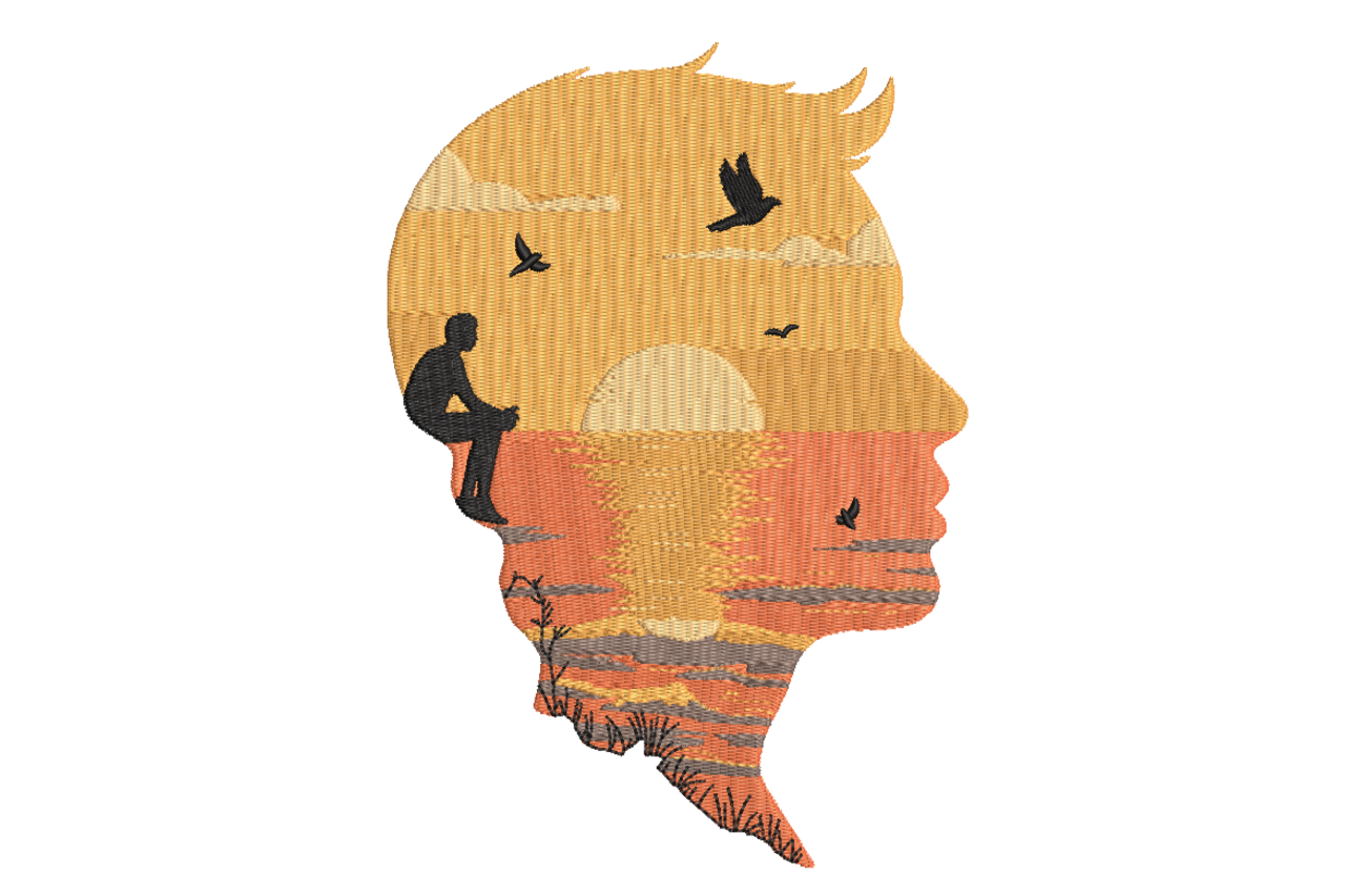 Sunset Silhouette Portrait · Creative Fabrica