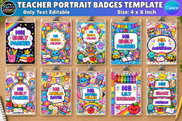 Teacher Portrait Badges Canva Template
