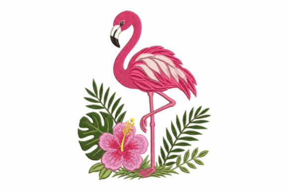 Tropical Flamingo Embroidery Design