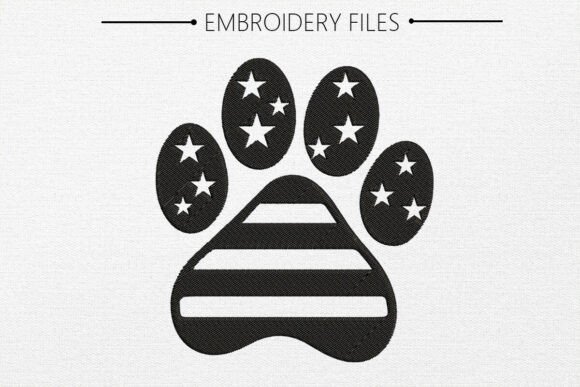 USA Pattern Dog POW Embroidery Design