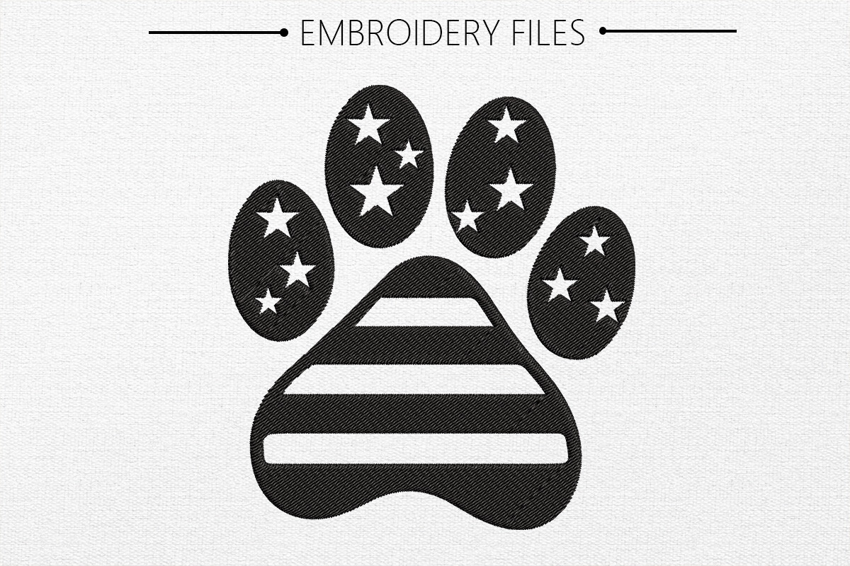 USA Pattern Dog POW Embroidery Design