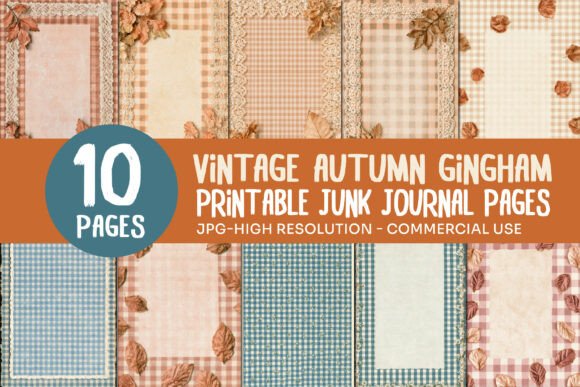 Vintage Autumn Gingham Junk Journal Page