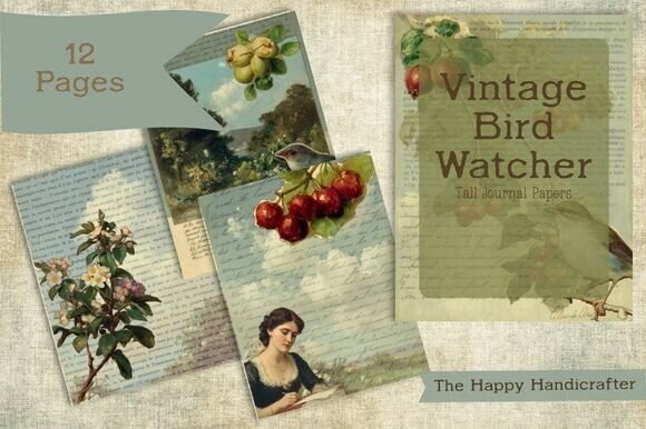 Vintage Bird Watcher Tall Journal Papers