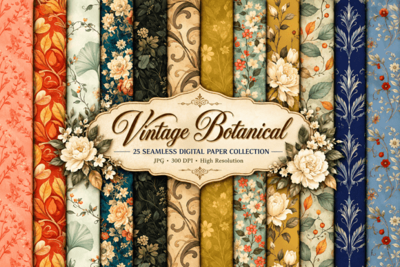 Vintage Botanical Seamless Patterns