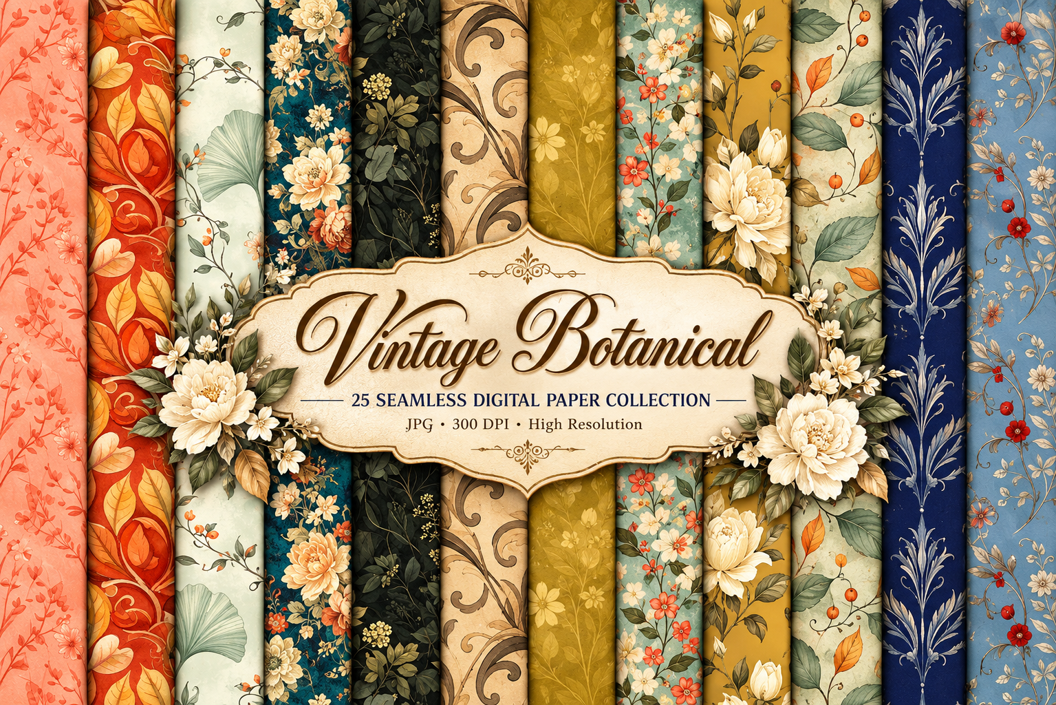 Vintage Botanical Seamless Patterns