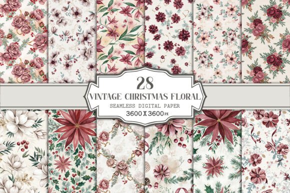 Vintage Christmas Floral Seamless