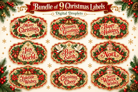 Vintage Christmas Labels Bundle 1