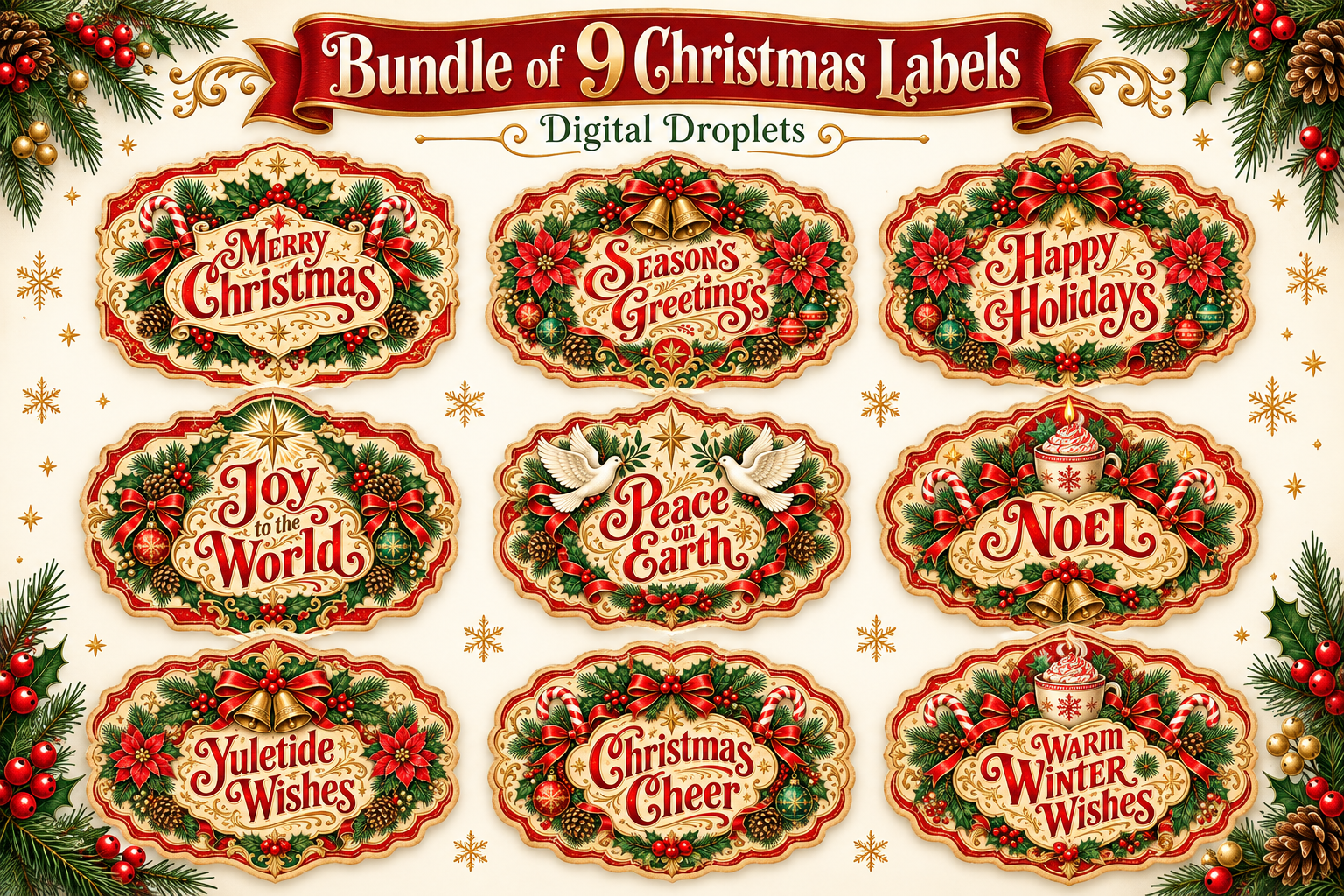 Vintage Christmas Labels Bundle 1
