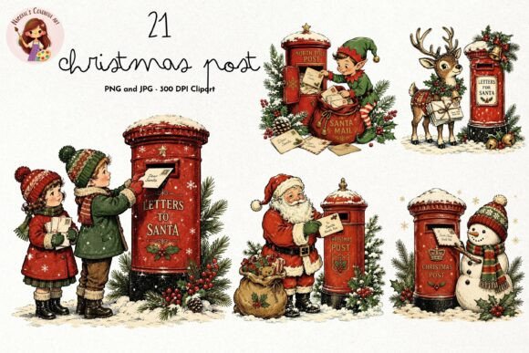 Vintage Christmas Post Clipart