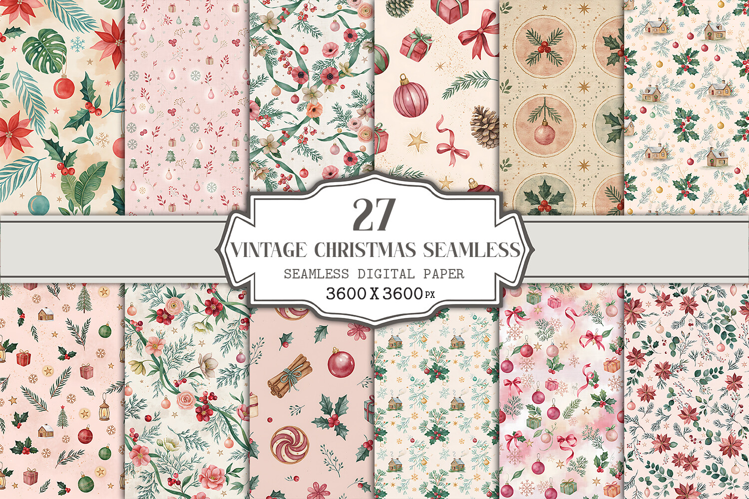 Vintage Christmas Seamless Pattern