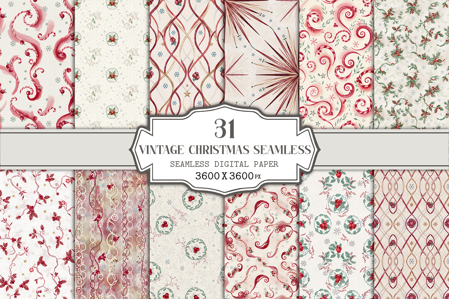 Vintage Christmas Seamless Pattern