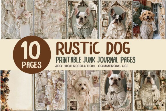 Vintage Dog Lace Junk Journal Pages