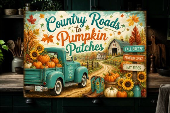 Vintage Fall Pumpkin Patch Cutting Board
