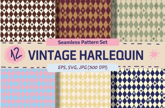 Vintage Harlequin Seamless Pattern