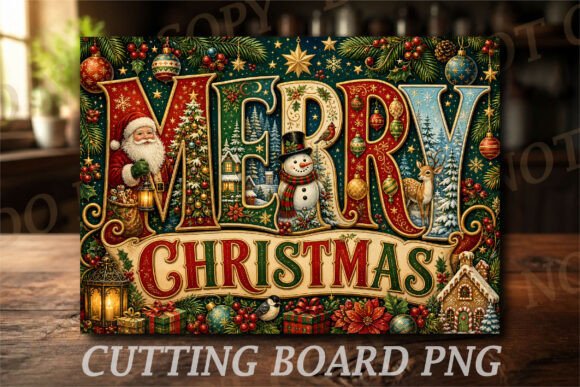 Vintage Merry Christmas Cutting Board