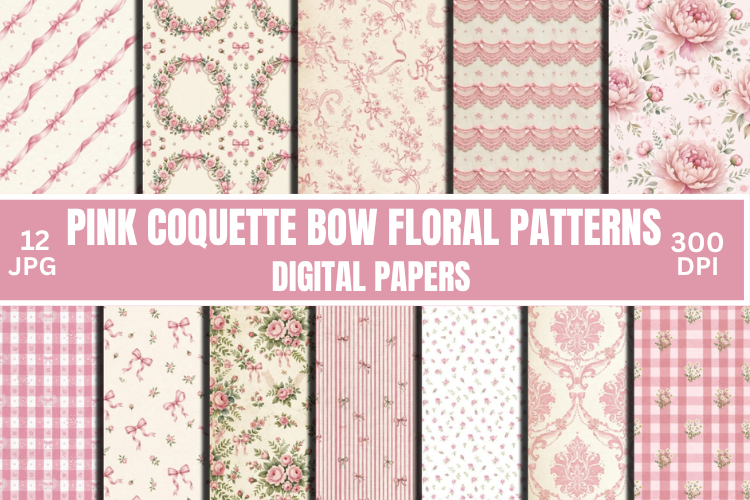 Vintage Pink Coquette Pattern Bundle