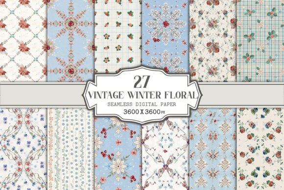 Vintage Winter Floral Seamless Pattern