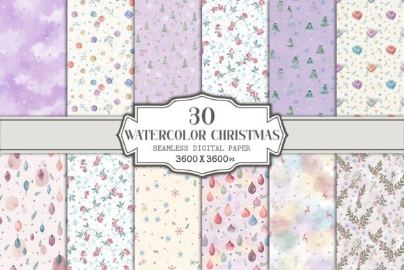 Watercolor Christmas Seamless Pattern