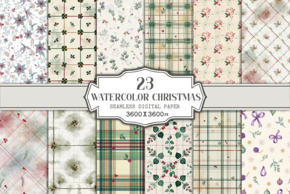 Watercolor Christmas Seamless Pattern