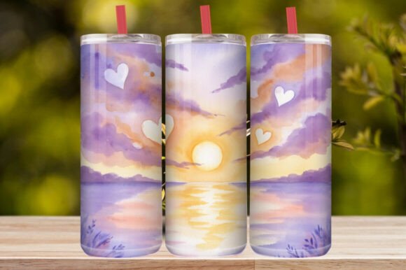 Watercolor Sunset Ocean Tumbler Wrap