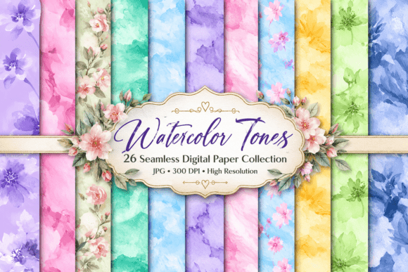 Watercolor Tones Seamless Patterns