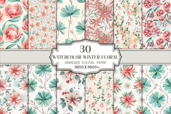 Watercolor Winter Floral Seamless