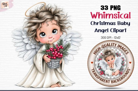 Whimsical Christmas Baby Angel Clipart