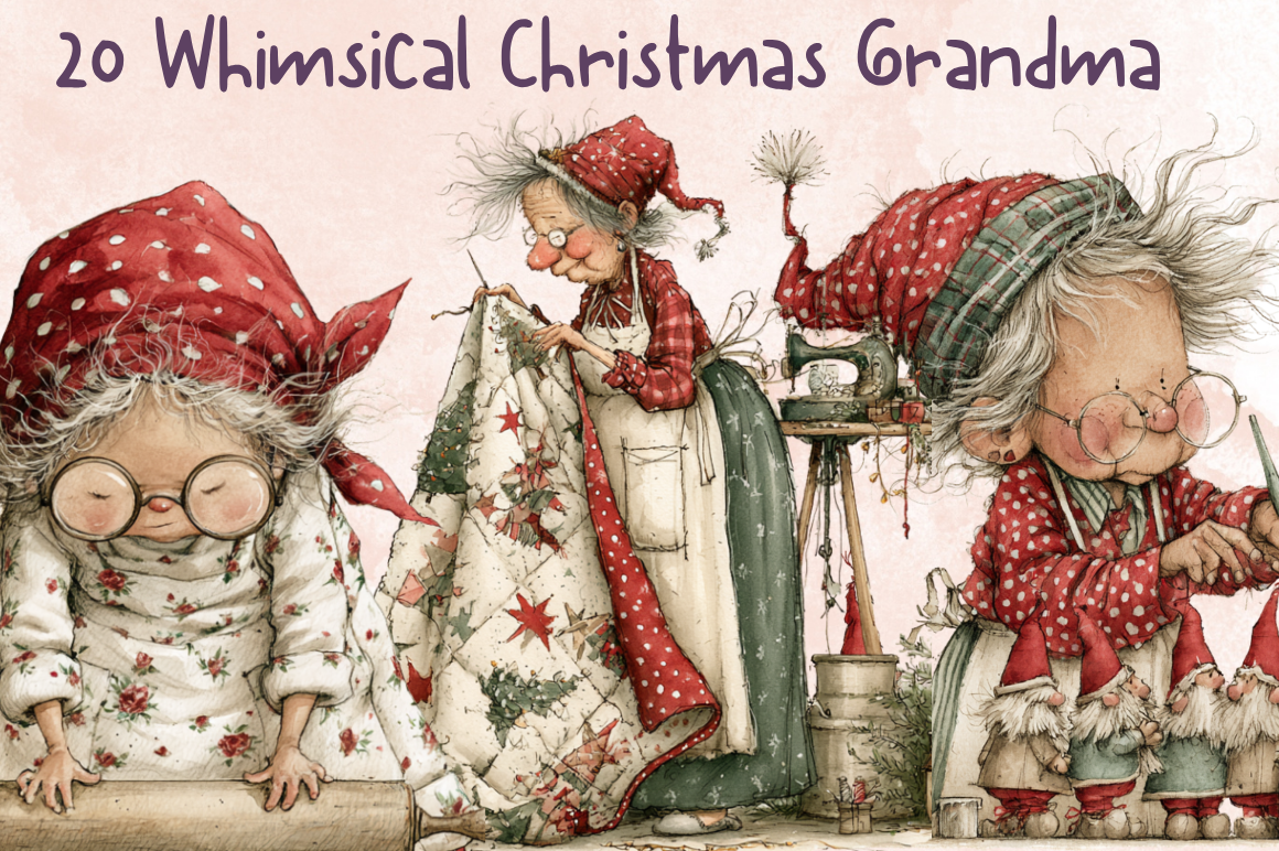 Whimsical Christmas Grandpa Clipart